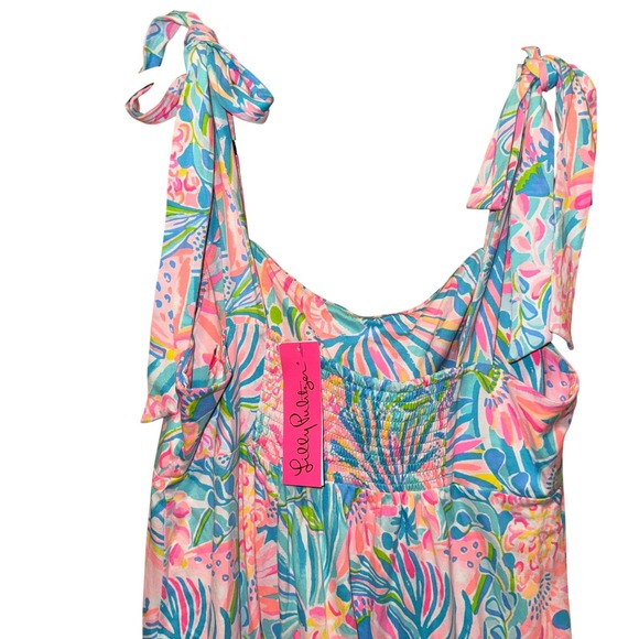 Lilly Pulitzer Maleka Maxi Dress XL Multi Tropical Punch Tie Shoulder New Tags - Picture 6 of 7